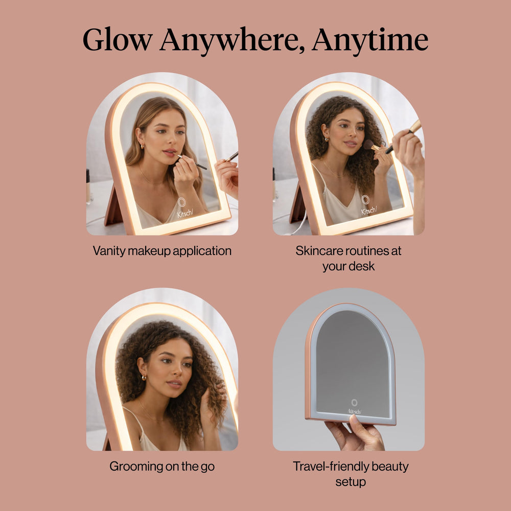 Kitsch Arch Desk Vanity Mirror compact design fits small spaces neatly