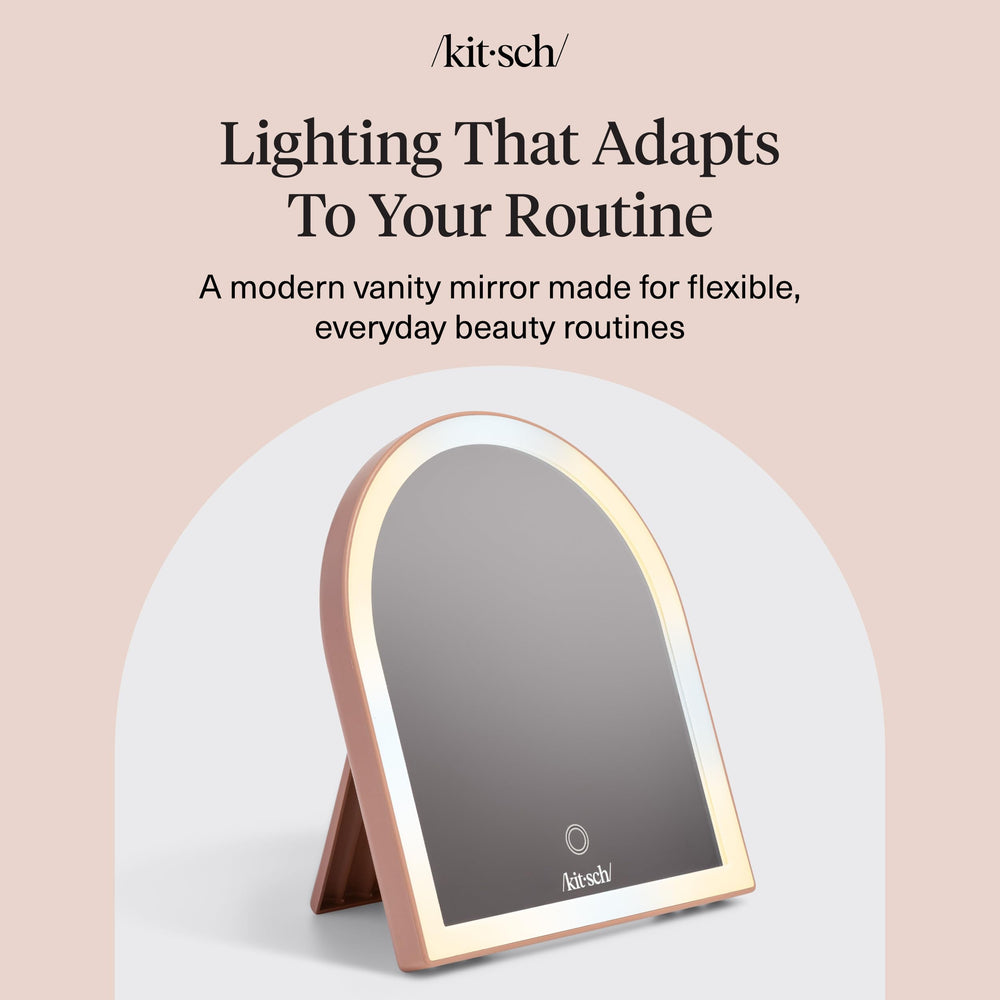 Kitsch Arch Desk Vanity Mirror terracotta finish adds warm, stylish appeal