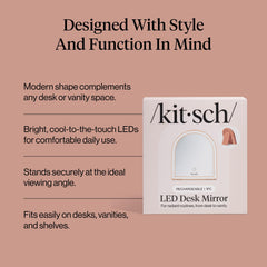 Kitsch Arch Desk Vanity Mirror touch sensor control for quick brightness tweaks