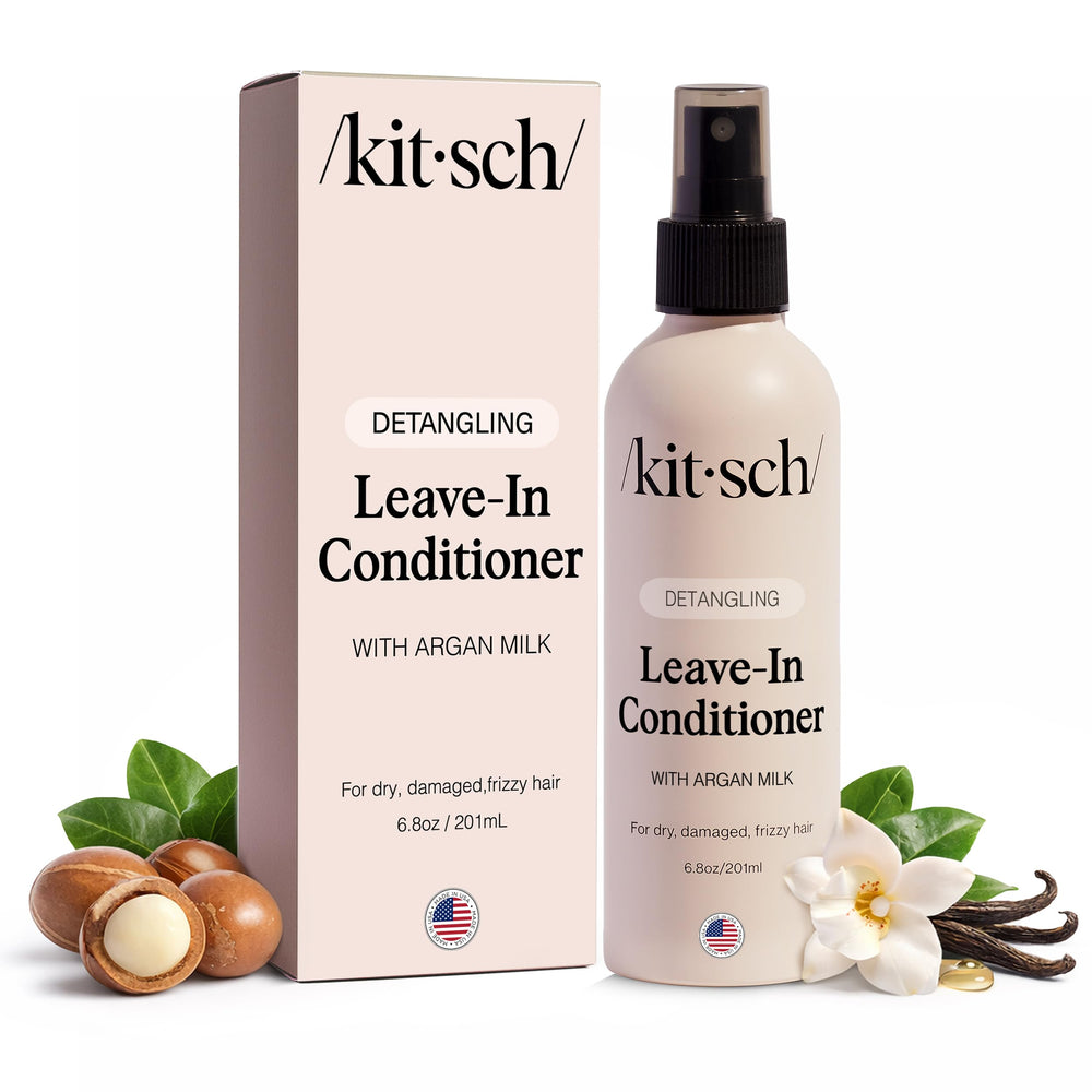 Kitsch Argan Milk Spray desenredante: botella suave para rizos y ondas, facilita peinado