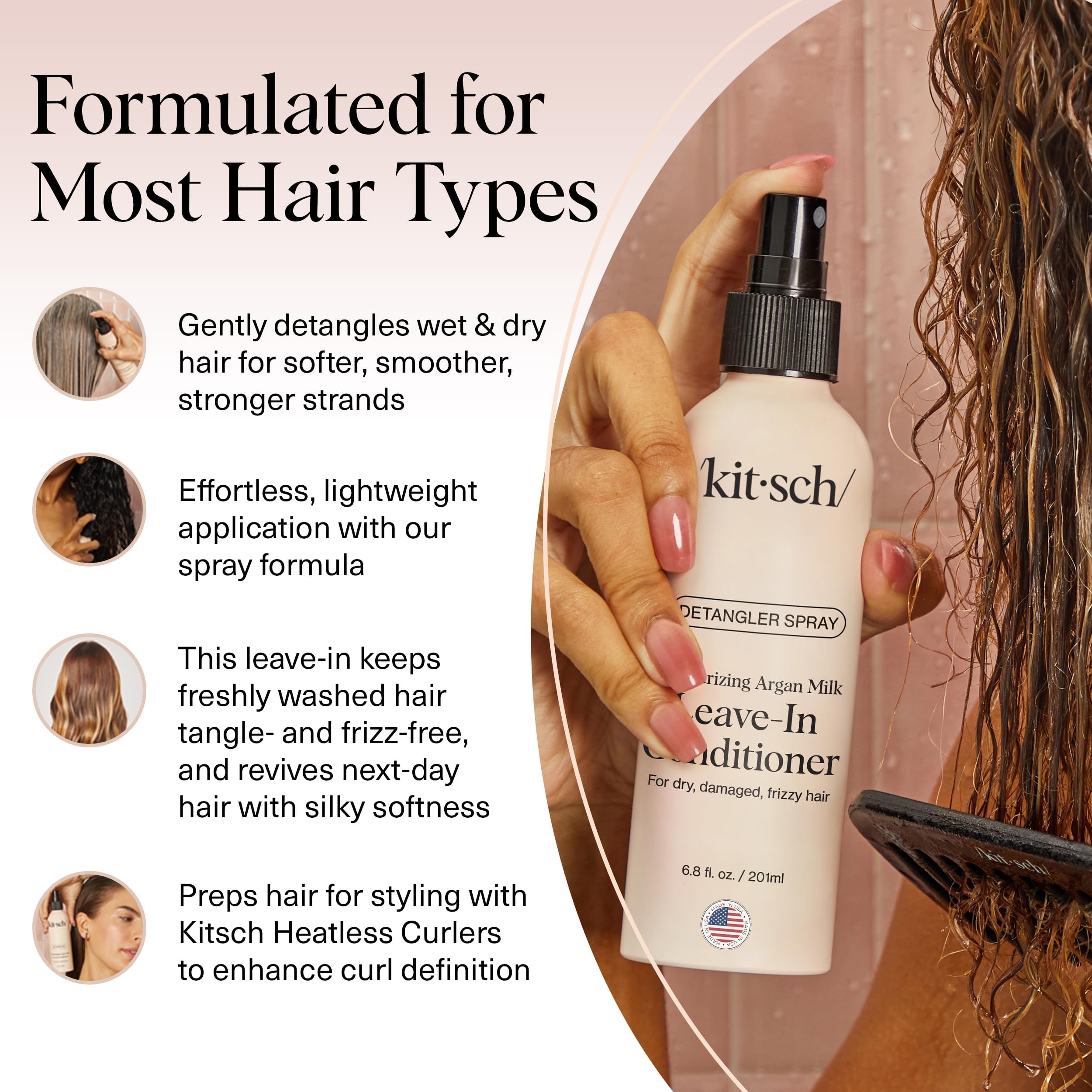 Kitsch Argan Milk Spray mejora la manejabilidad del cabello fino