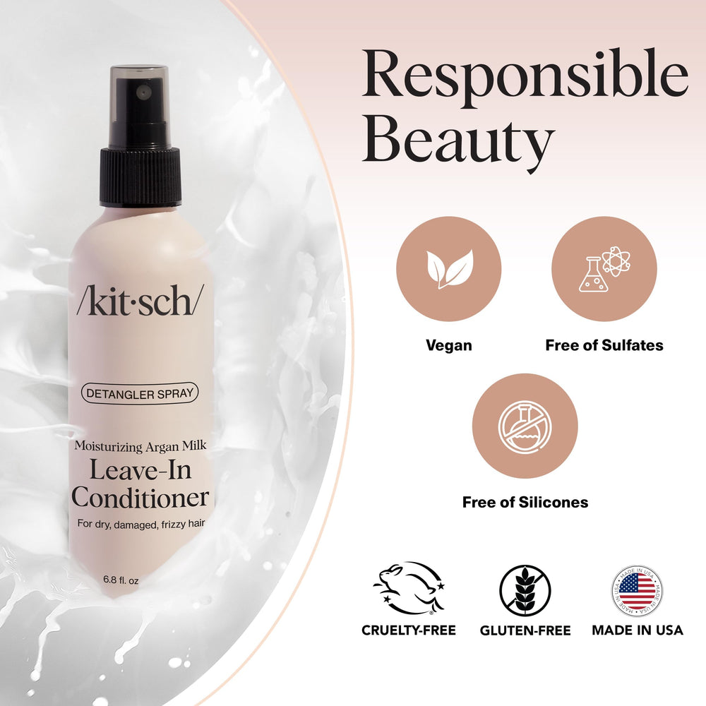 Kitsch Argan Milk Spray sin siliconas cuida la fibra capilar diaria