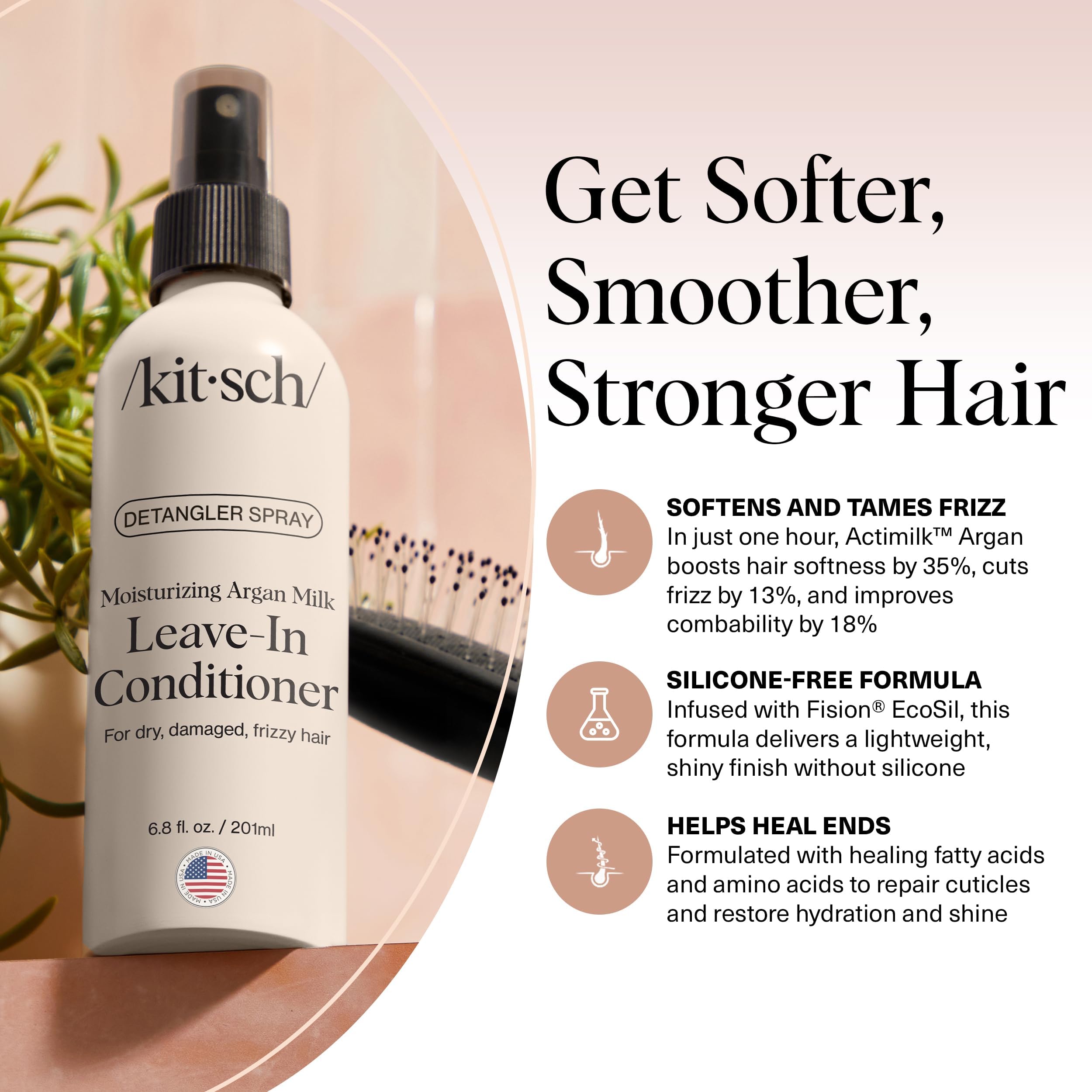 Kitsch Argan Milk Spray textura suave para deslizamiento y nutrición