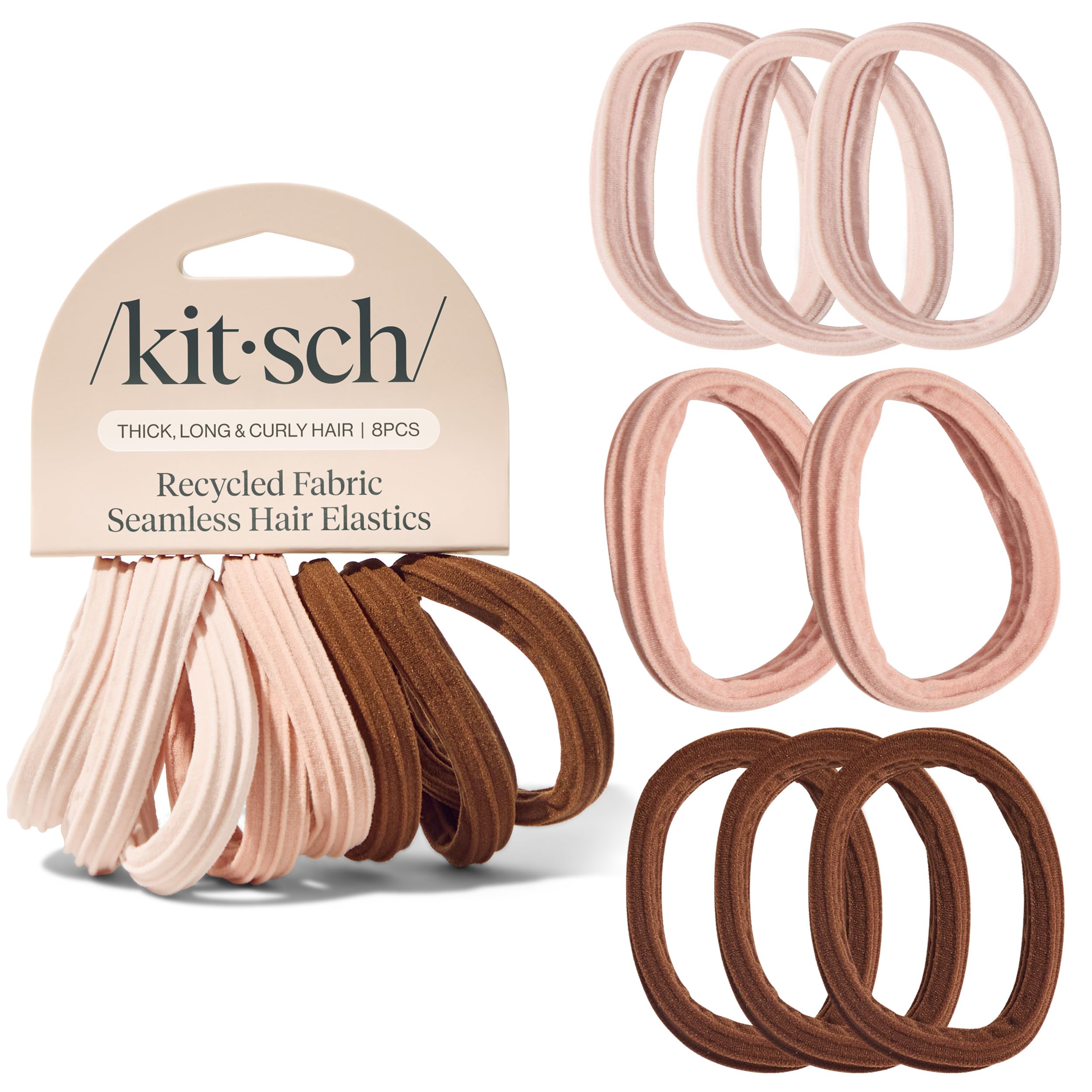 Kitsch bandas sin daño Rosewood, 8 piezas, ideal para uso diario sin tirones