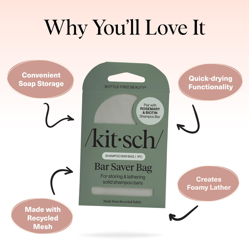 Kitsch breathable mesh design for quick drying and longer-lasting bars.