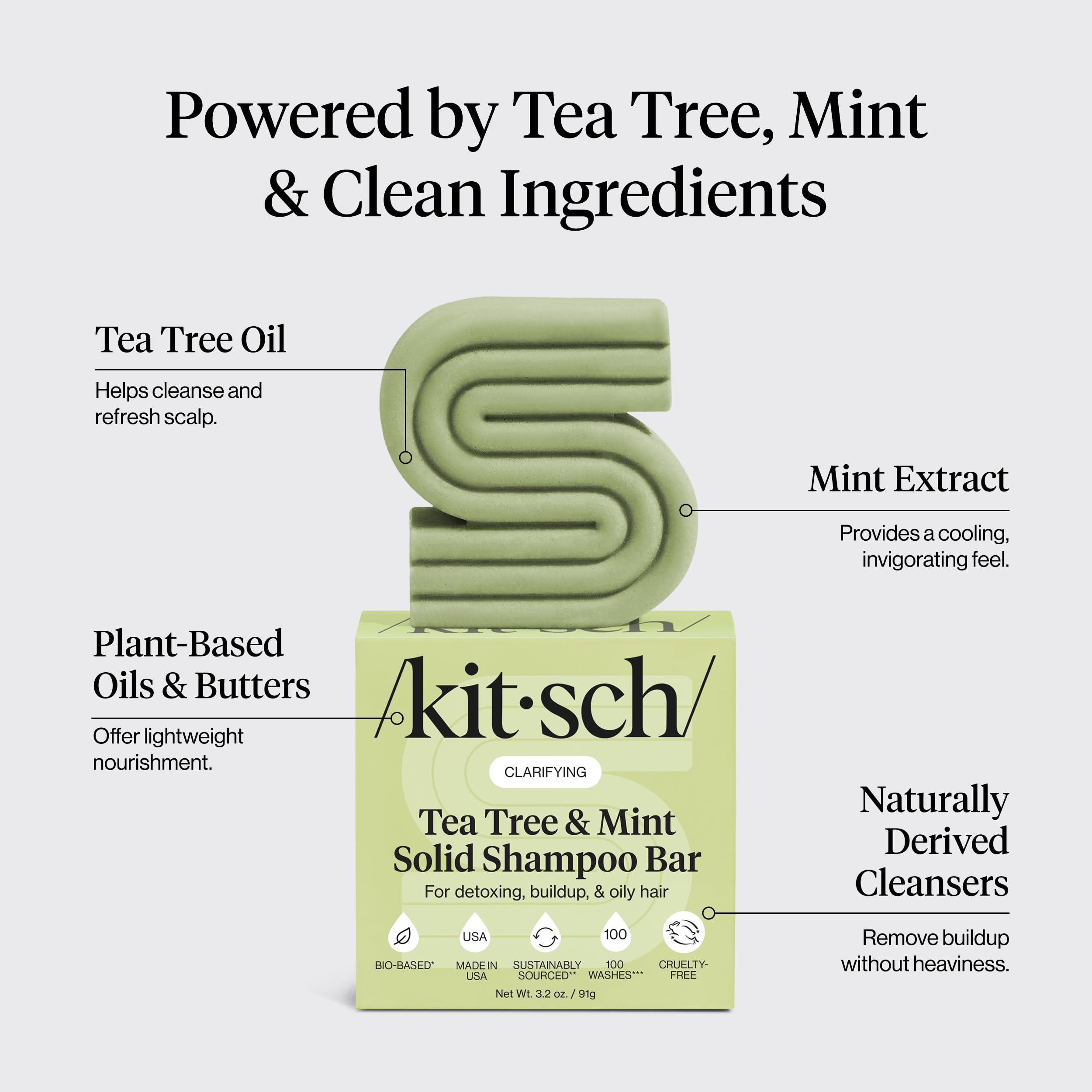 Kitsch clarificante en ducha, muestra espuma suave para cabello más limpio.