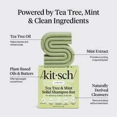 Kitsch clarificante en ducha, muestra espuma suave para cabello más limpio.