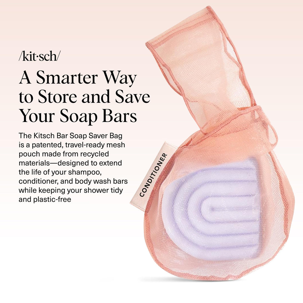 Kitsch Bar Soap Saver Pouch with labeled pouches keeps products separated during showers