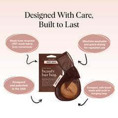 Breathable quick-dry mesh promotes faster drying and prevents soggy soap