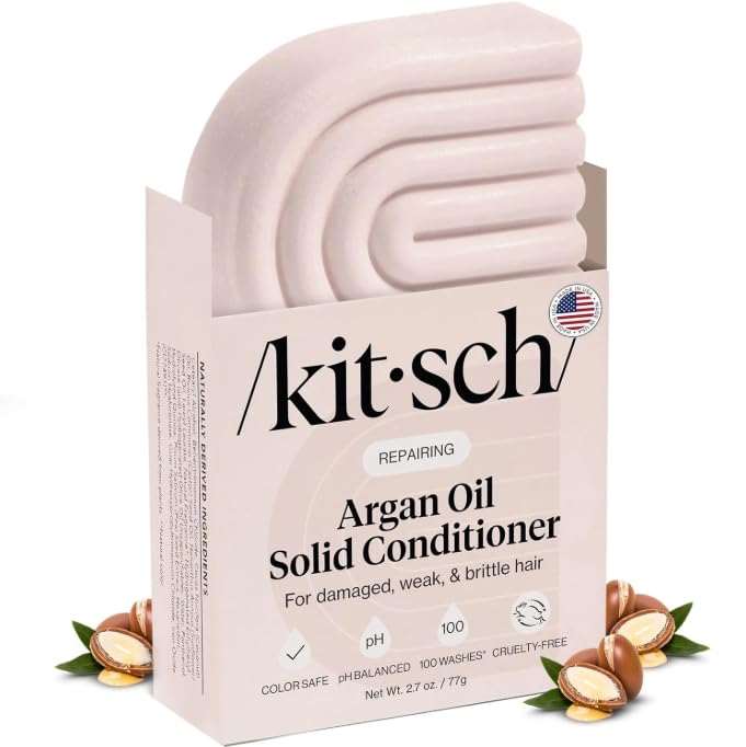 Kitsch barra acondicionador argán, reparación suave para cabello dañado.