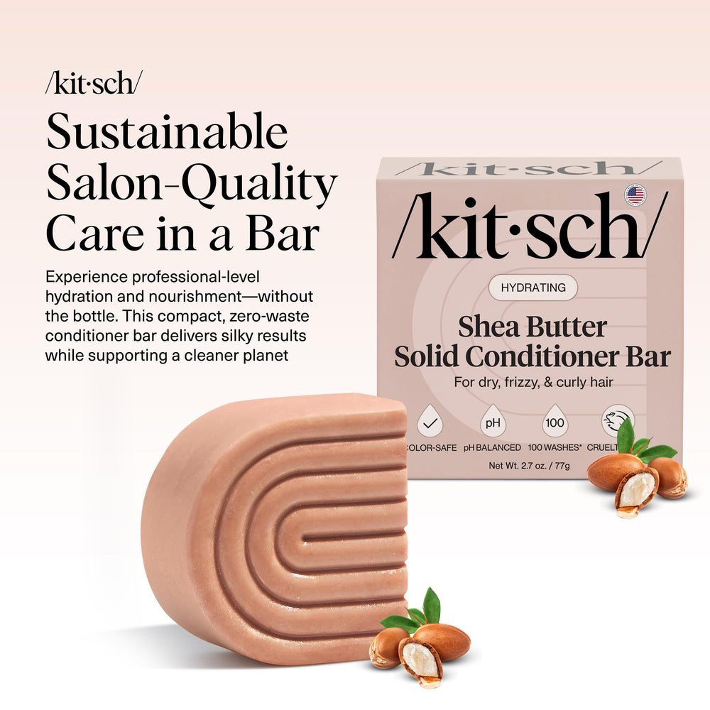 Kitsch barra de acondicionador con karité ofrece textura cremosa para distribuir fácilmente.