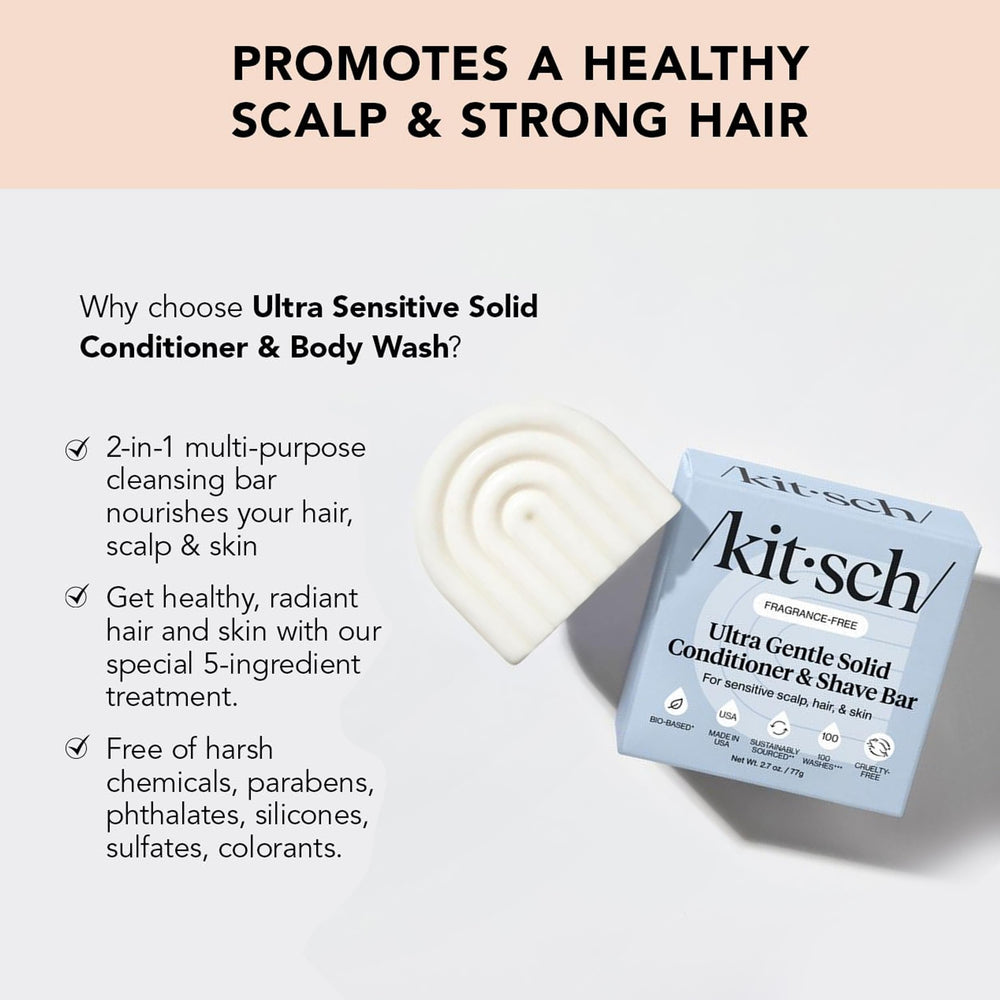 Kitsch barra para cabello sensible con pH equilibrado, cuidado suave.