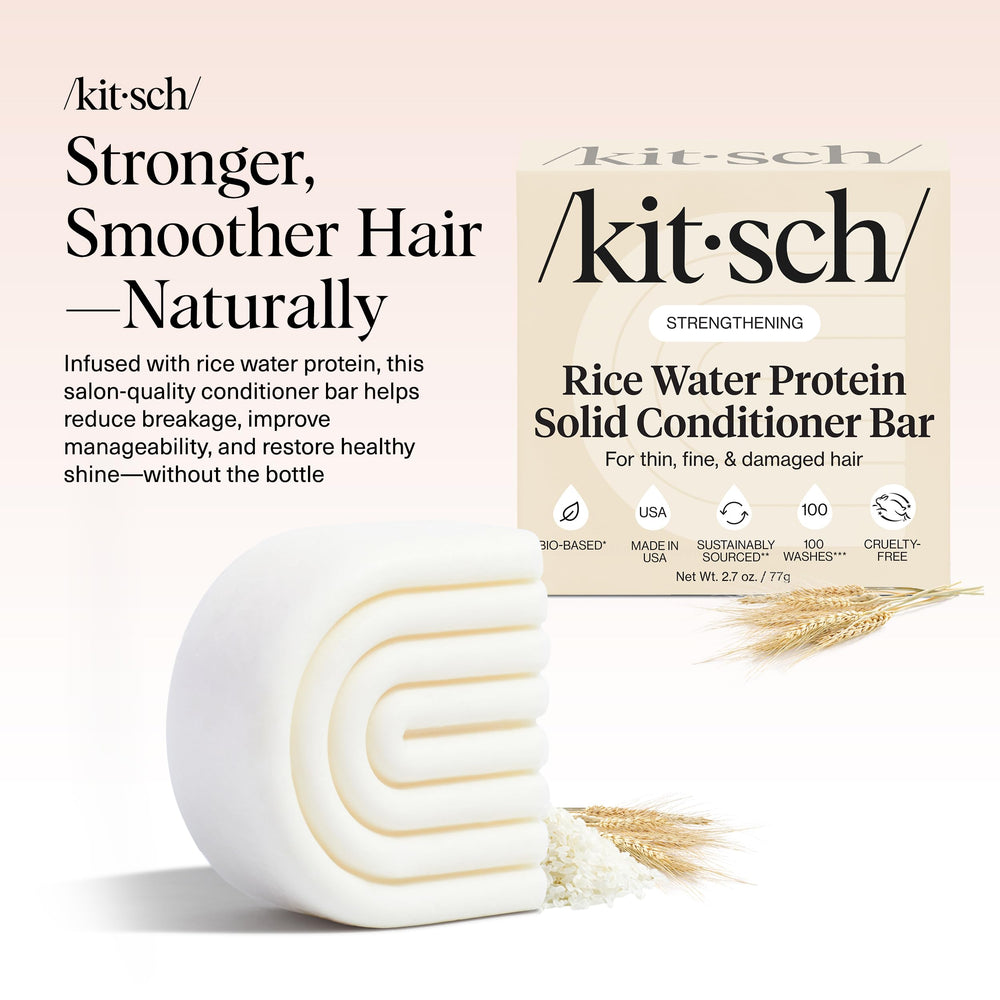 Kitsch barra acondicionador agua de arroz, aplicación suave para cabello reparador