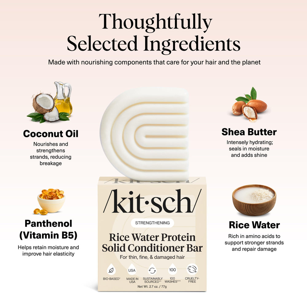 Kitsch barra acondicionador agua de arroz, brillo natural para cabellos apagados