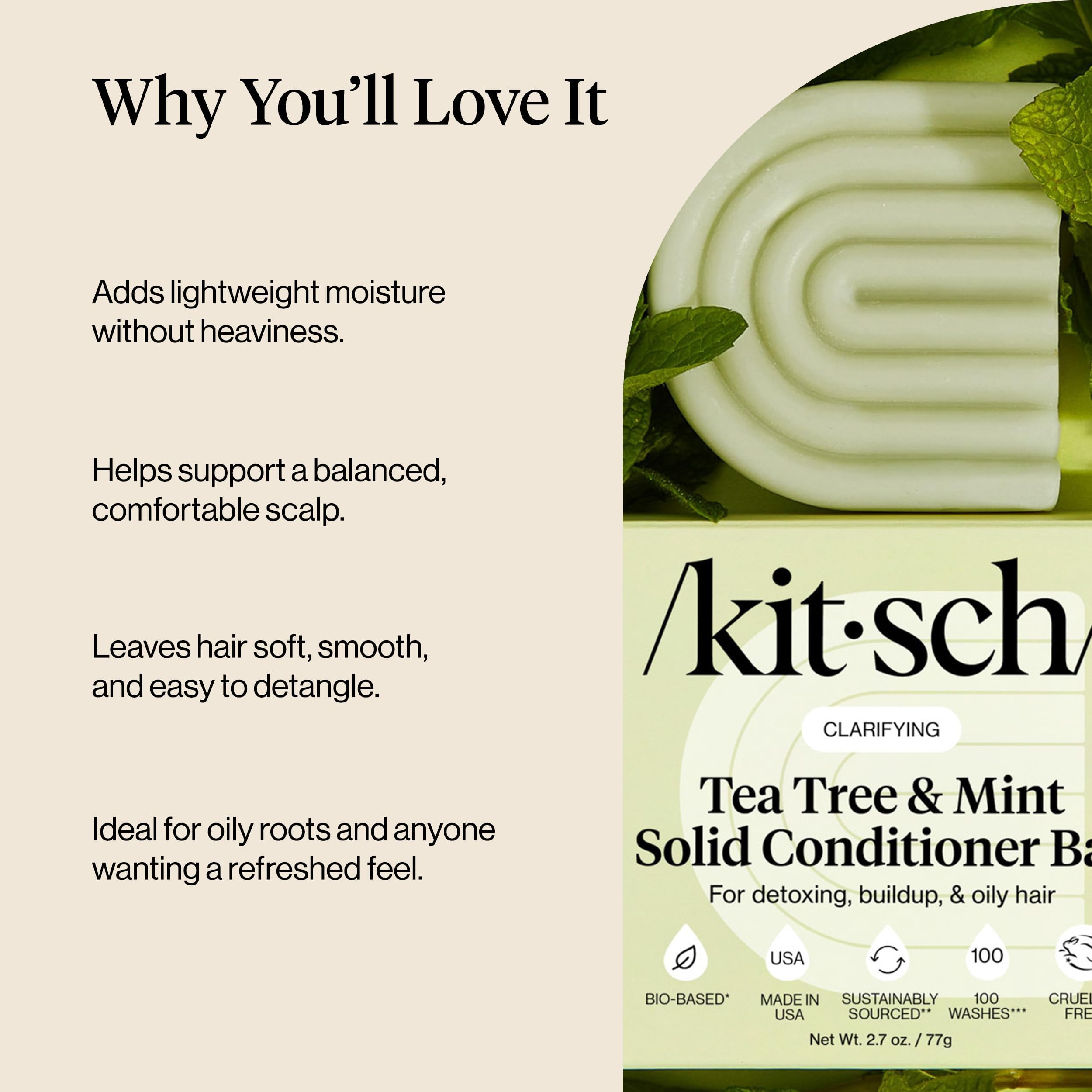 Kitsch barra-condicionador-sostenible, tamaño compacto para viajes.