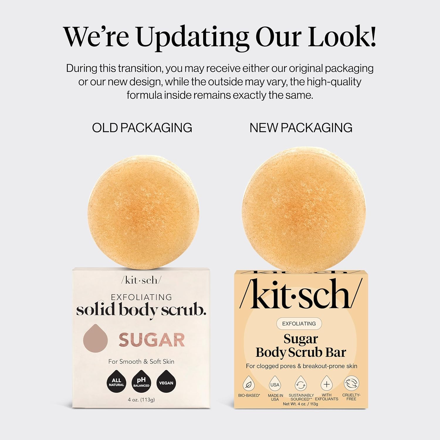 Kitsch barra exfoliante de 4 onzas para viaje cómodo.