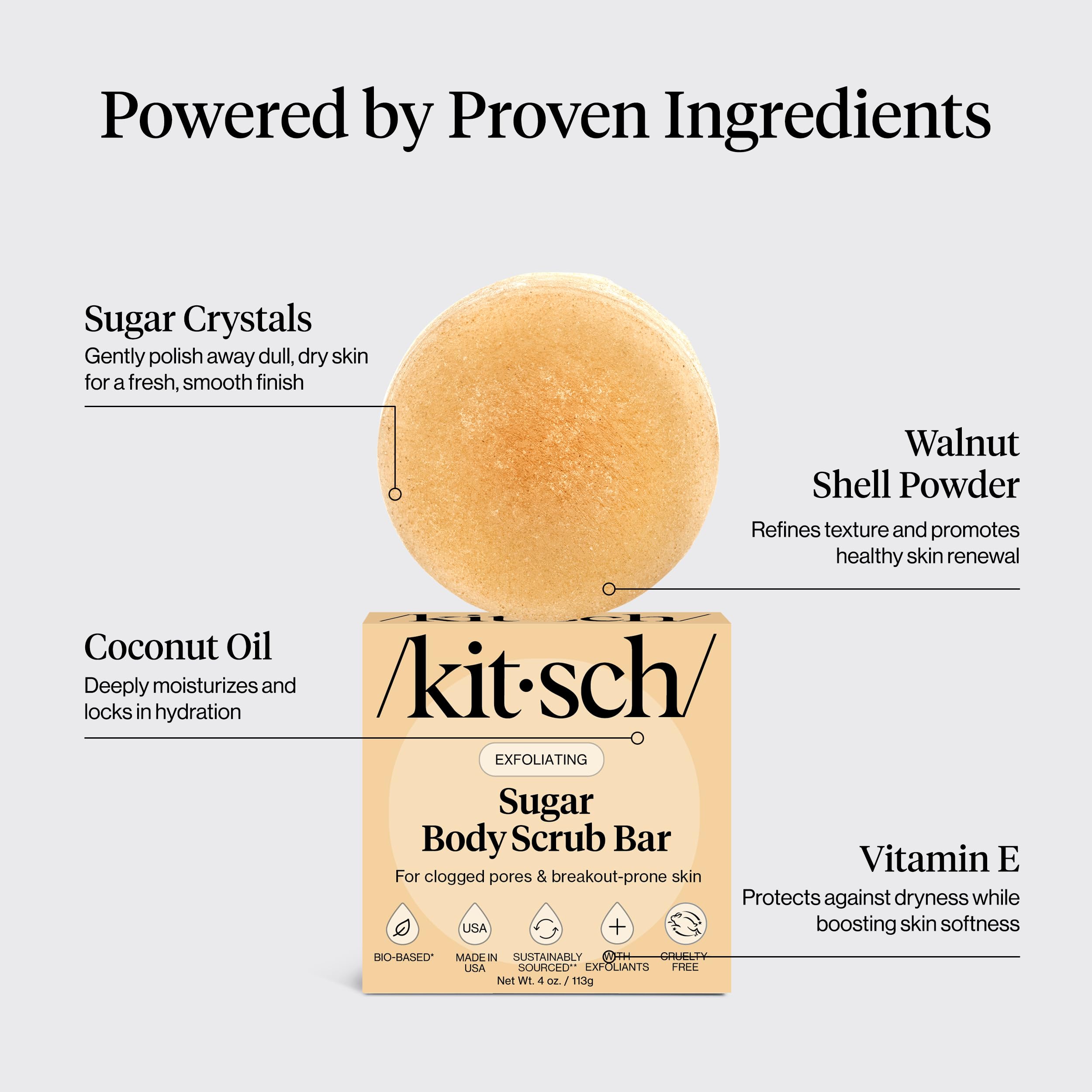 Kitsch barra exfoliante ideal para pre-afeitado para un afeitado suave.