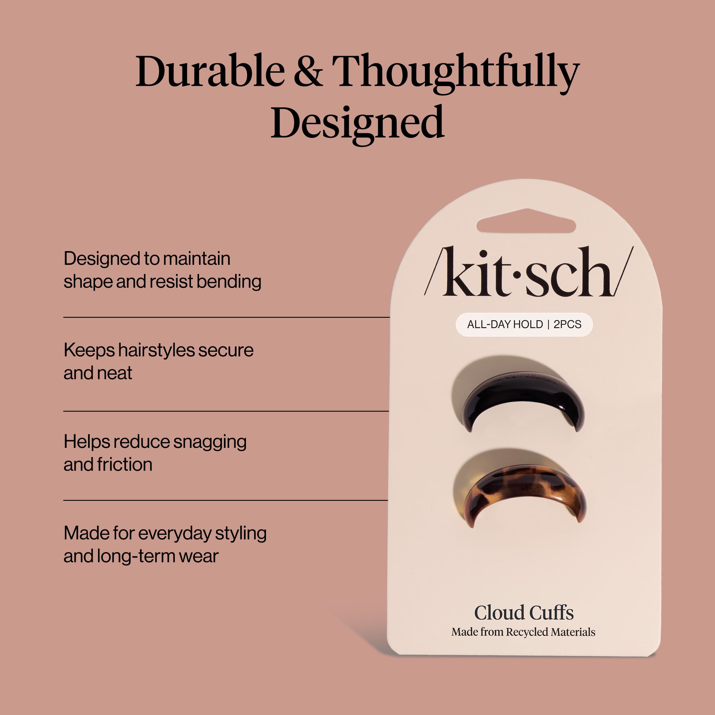 Kitsch black and tort hair cuffs add versatile color to any look.