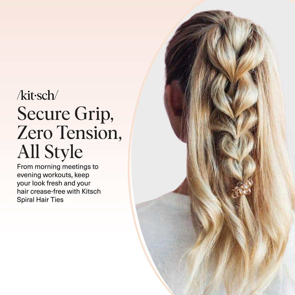 Kitsch blonde spiral hair ties remove easily from wet hair.