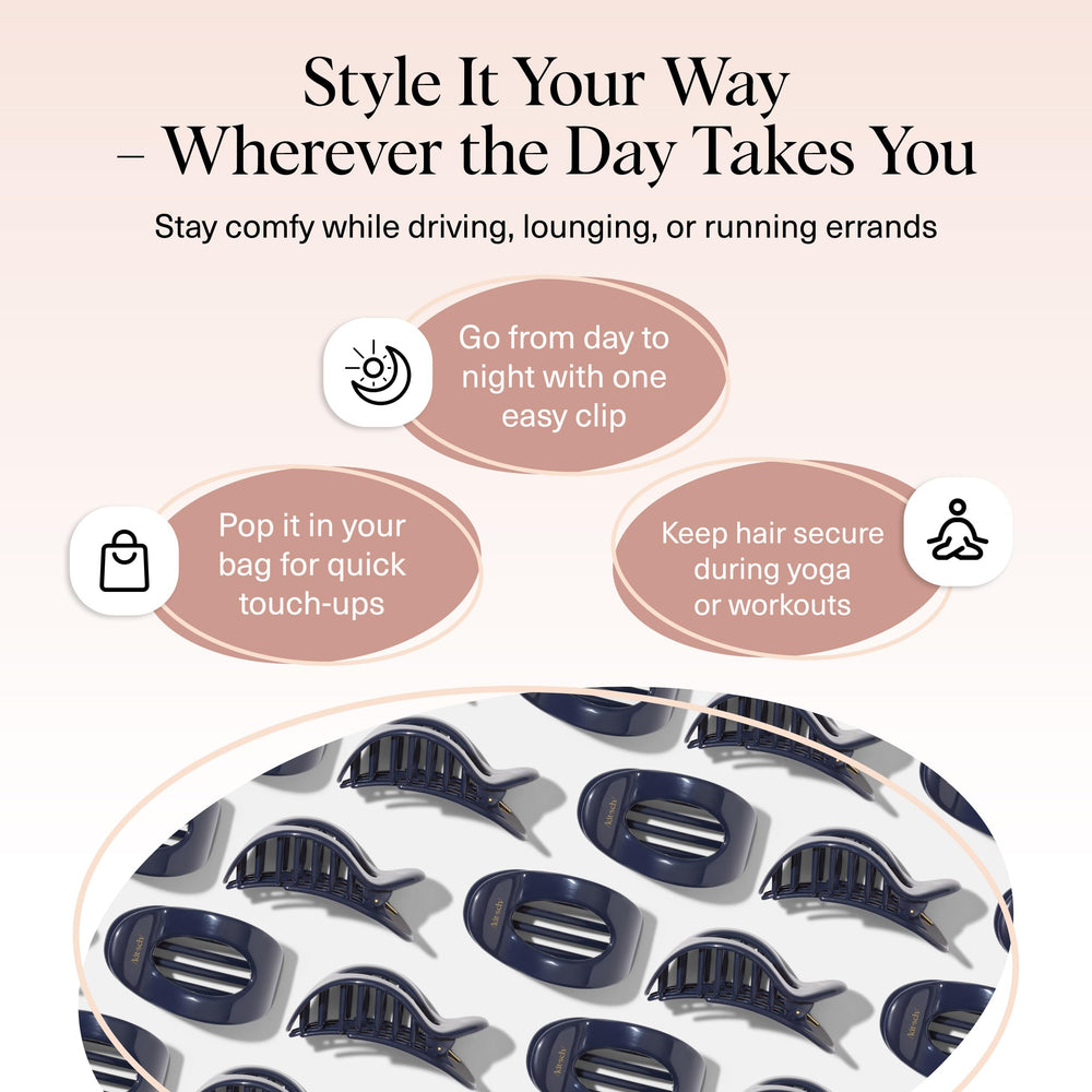 Blue Orchid Kitsch clip offers versatile styling for casual or professional looks.
