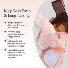 Kitsch bolsa jabón malla chocolate, material reciclado y exfoliante suave.