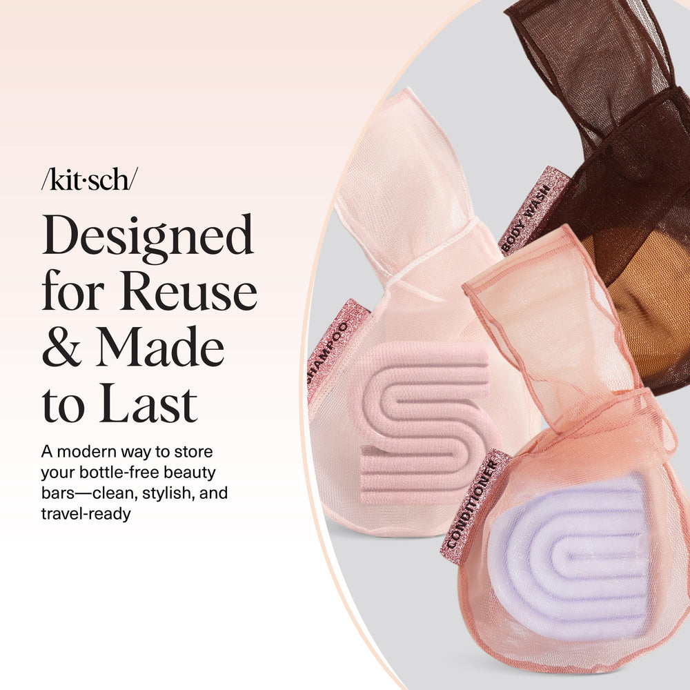 Kitsch bolsa jabón malla exfoliante suave, crea espuma rica al usar.