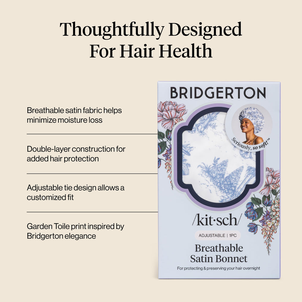 Kitsch x Bridgerton satin bonnet adjustable ties for secure fit