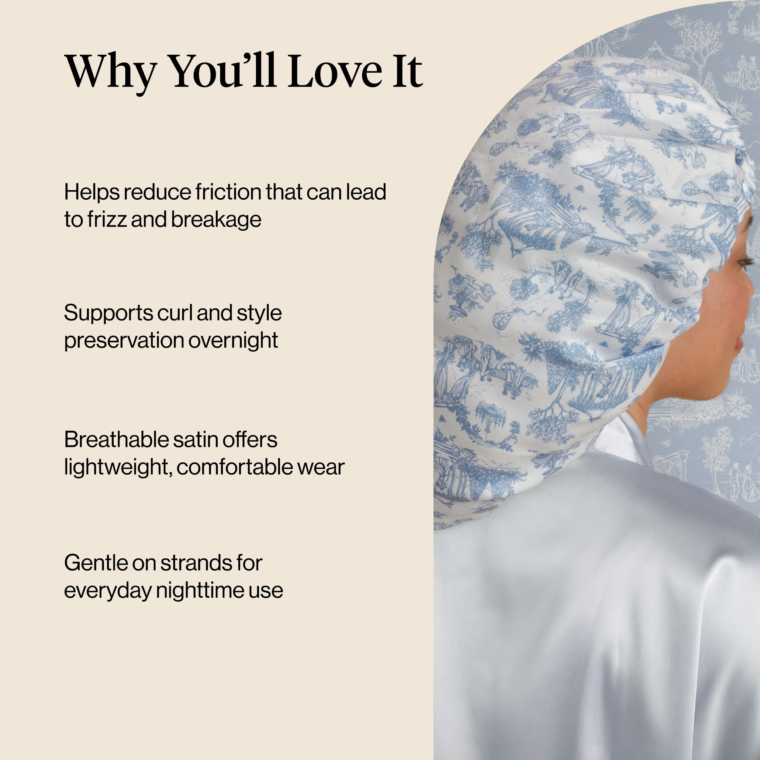 Kitsch x Bridgerton satin bonnet breathable fabric for comfort