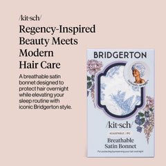 Kitsch x Bridgerton satin bonnet close-up fabric shows plush texture