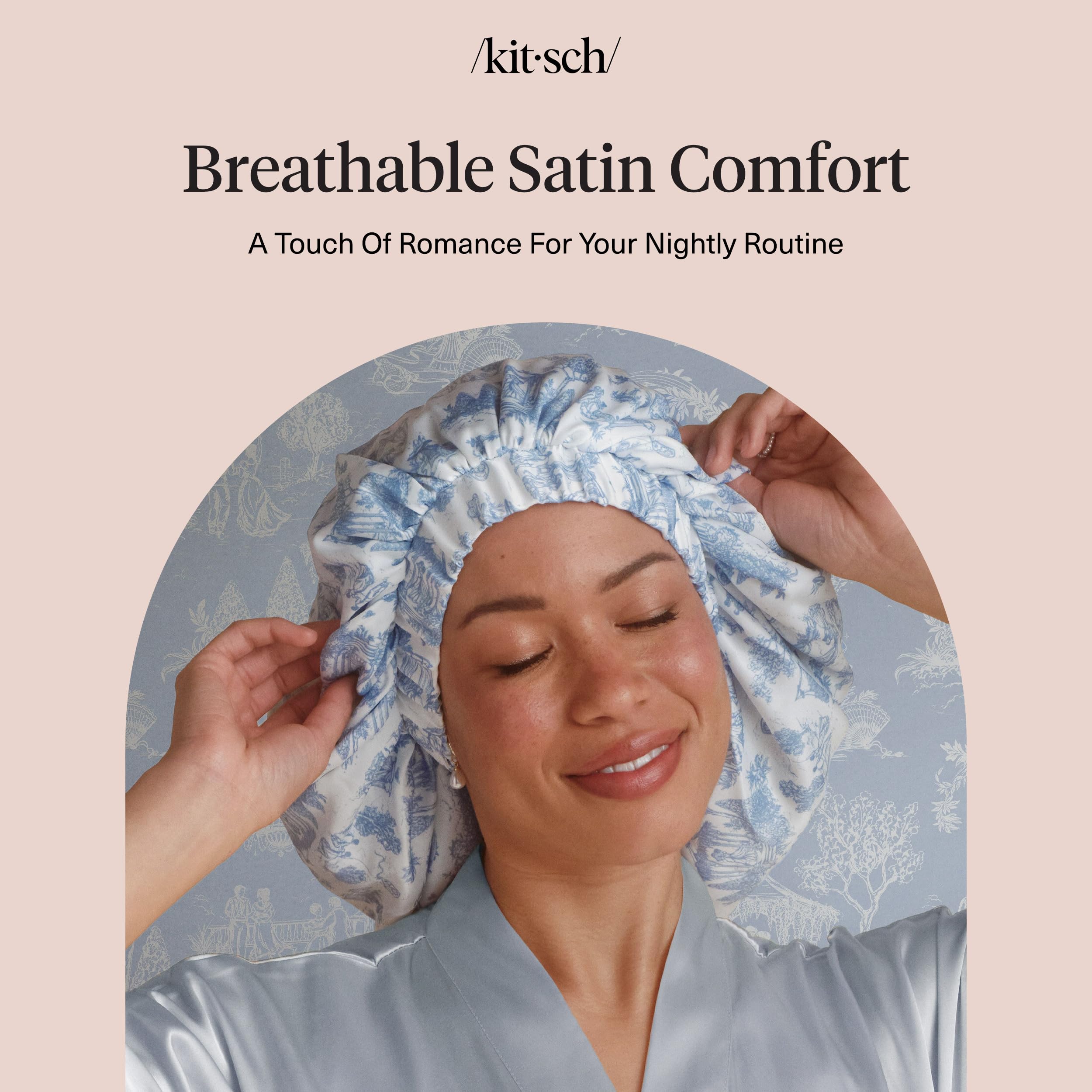 Kitsch x Bridgerton satin bonnet suits all hair types and needs