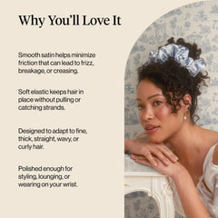 Bridgerton x Kitsch satin scrunchies deliver comfortable all-day wear with reduced frizz.
