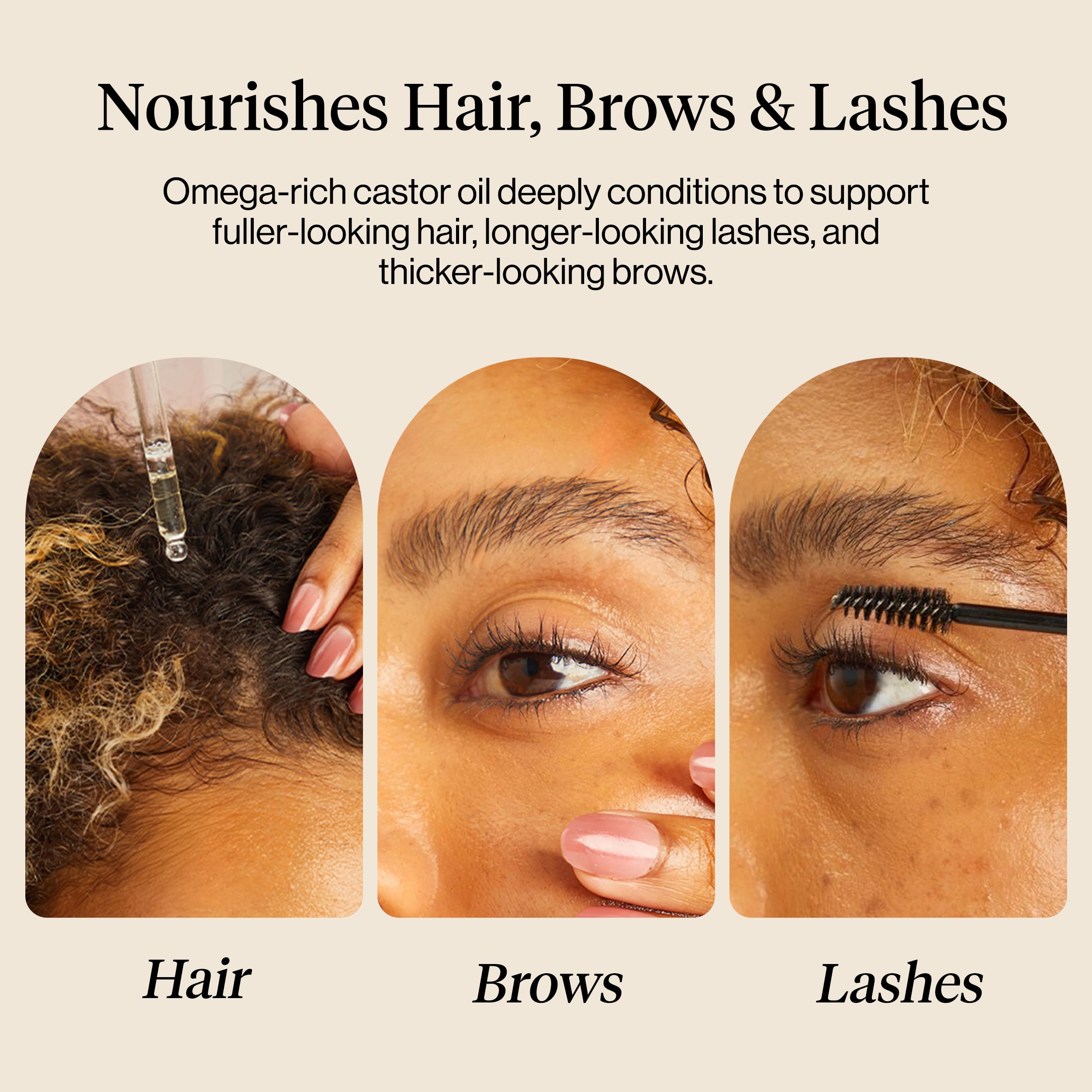 Kitsch Castor Oil brows-lashes-application helps nurture fuller-looking brows and lashes