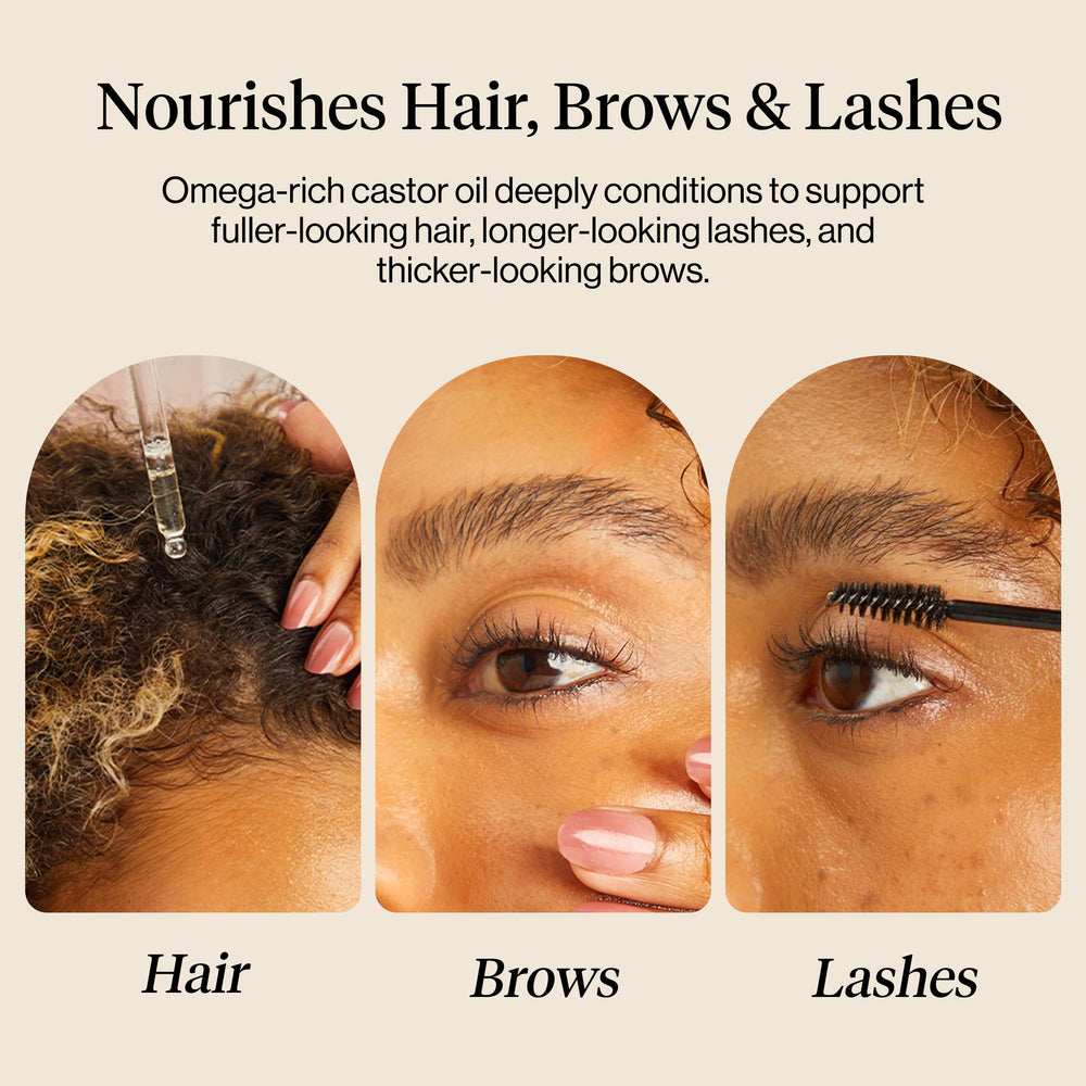 Kitsch Castor Oil brows-lashes-application helps nurture fuller-looking brows and lashes
