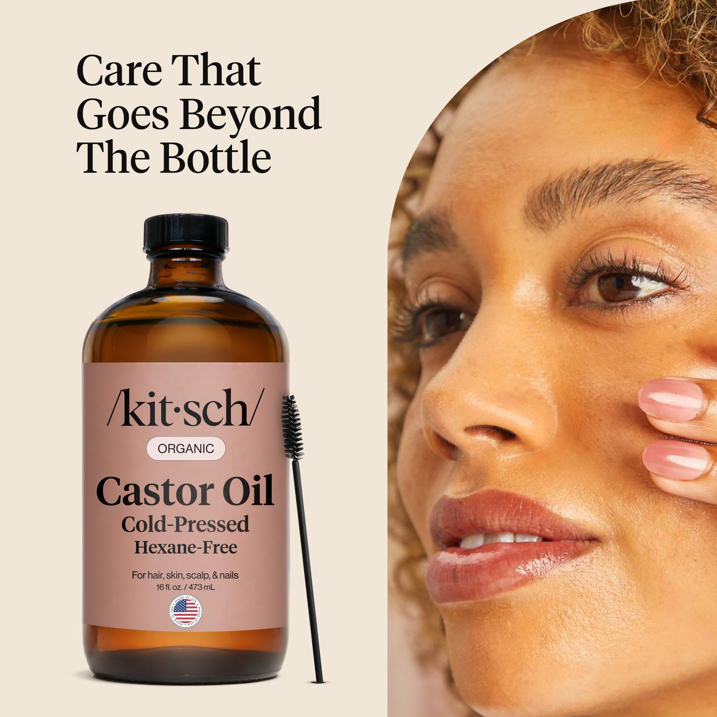 Kitsch Castor Oil glass-bottle packaging preserves purity and potency