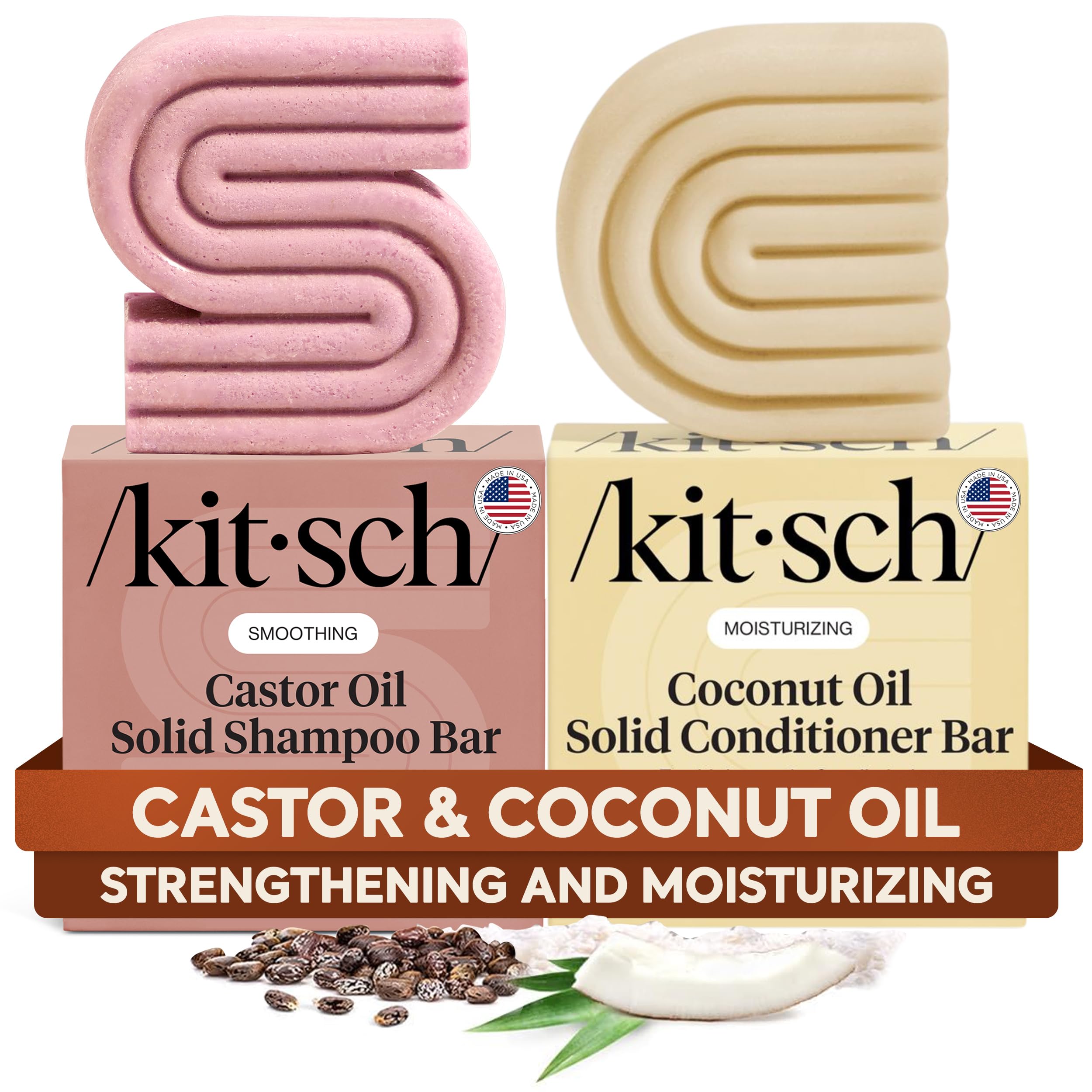 Kitsch Castor Oil Shampoo Bar close-up showing scalp nourishment