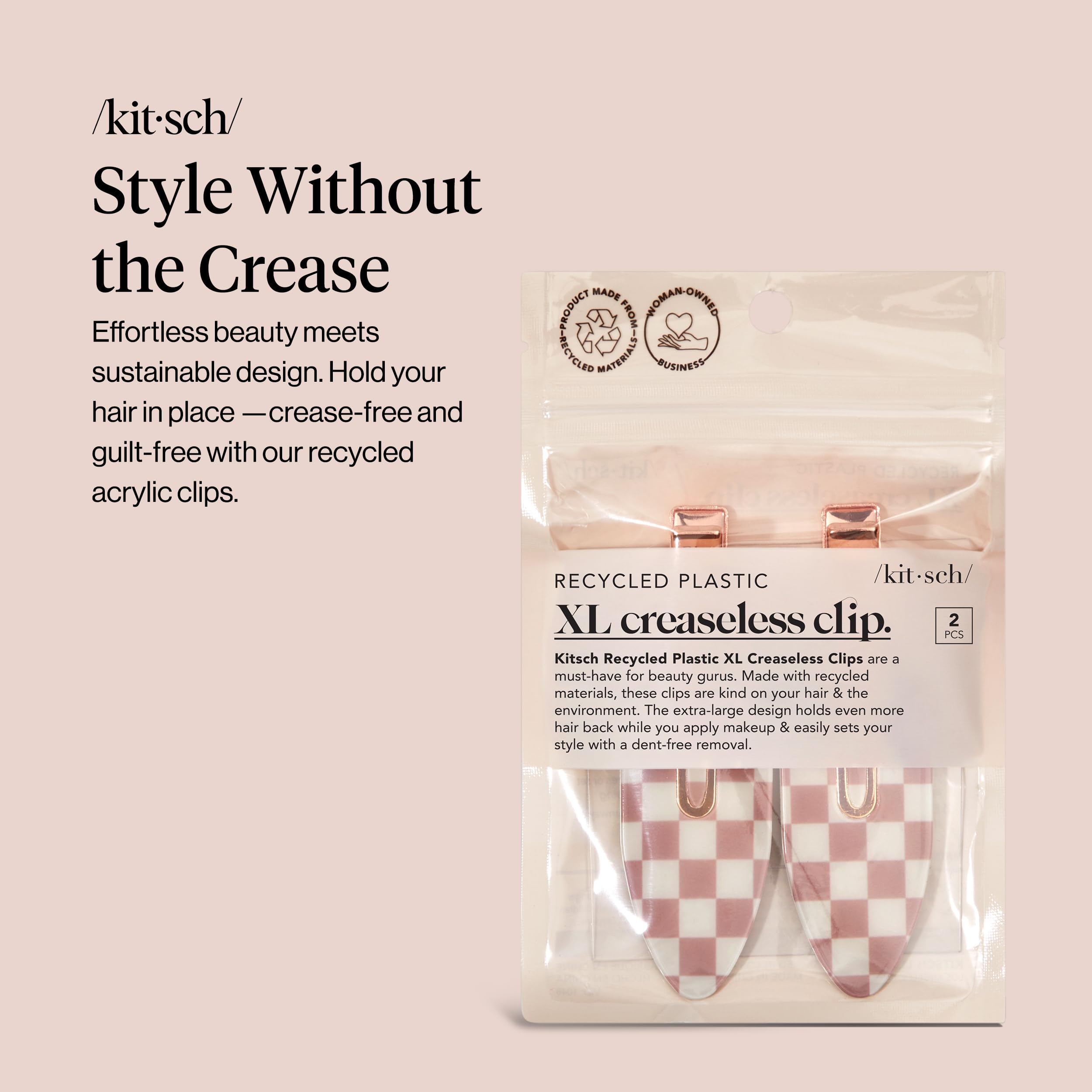 Kitsch clip con agarre seguro para cabello grueso y secciones.
