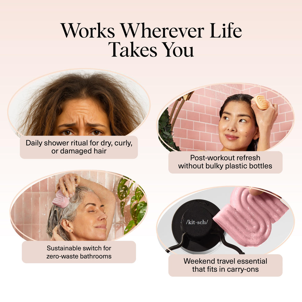 Kitsch Conditioner Bar in use for detangling and hydration