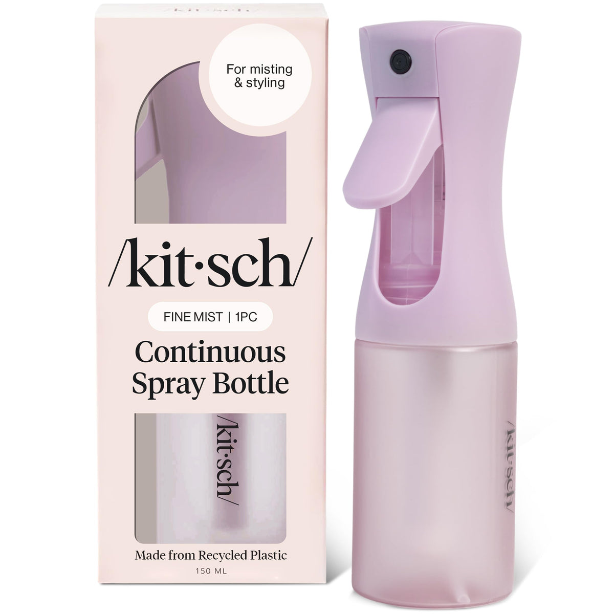 Kitsch continuous spray bottle for hair with ultra-fine mist for even coverage.