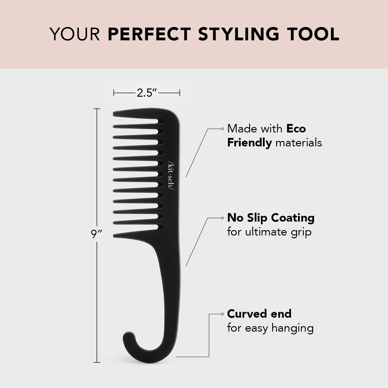Kitsch curly-hair detangler in use showing gentle detangling on curls