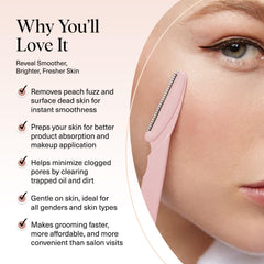 Kitsch Dermaplane exfoliation action demonstrates gentle exfoliation and glow.