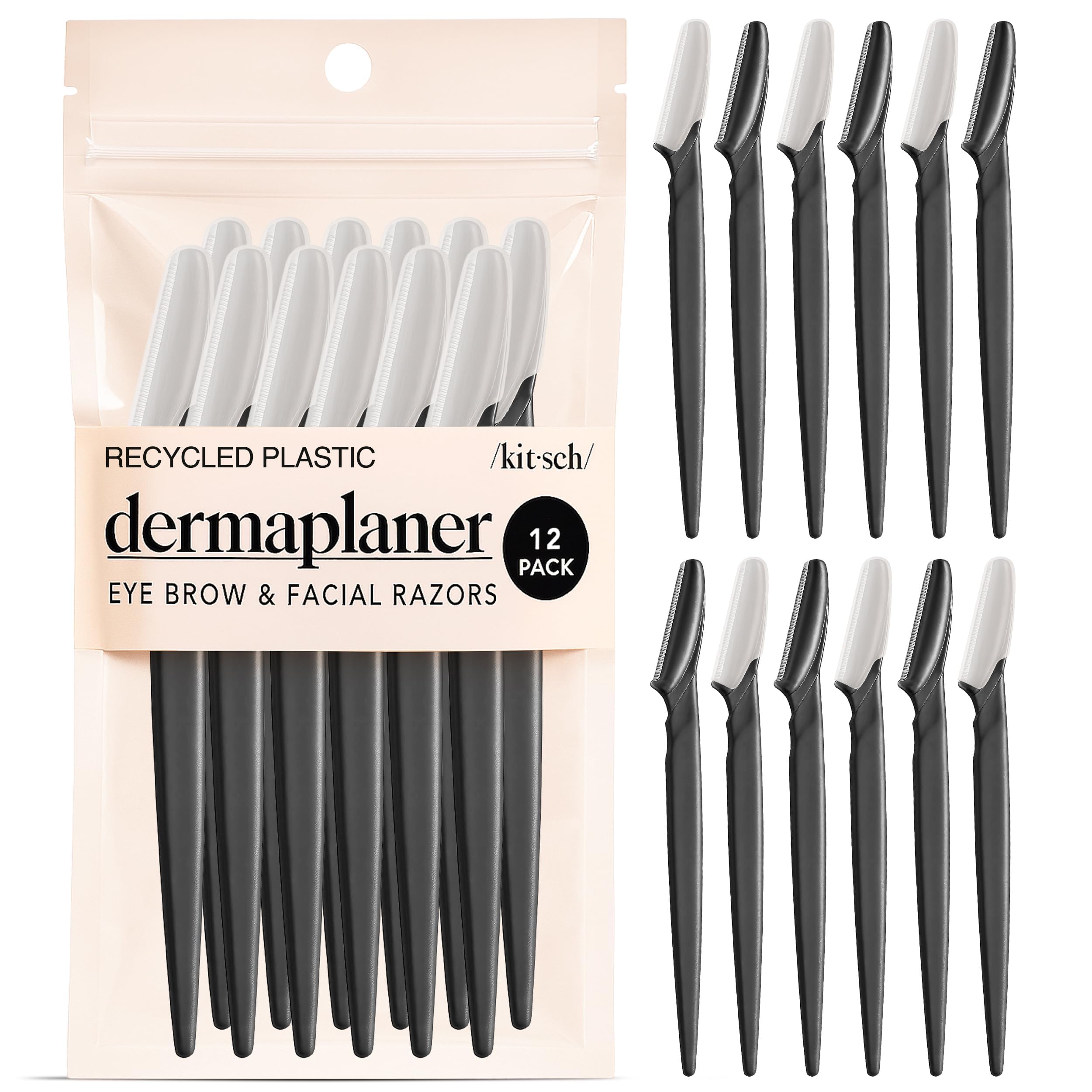Kitsch Dermaplane Razor in black packaging designed for at-home exfoliation.
