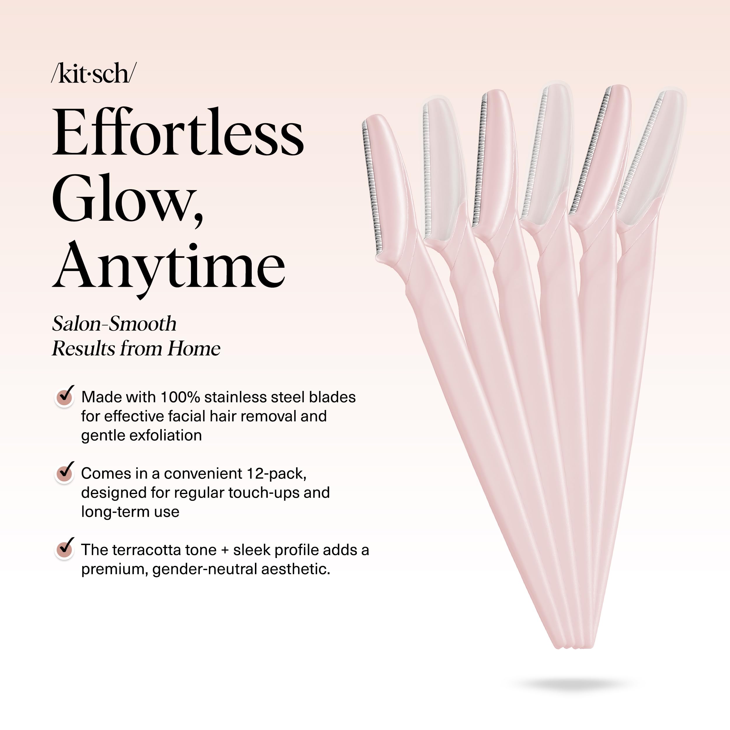 Kitsch Dermaplane razor blush demonstrates a smooth glide for skin prep