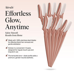 Kitsch Dermaplane Razor close-up shows gentle hair removal for smoother skin.