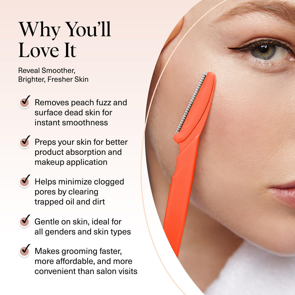 Kitsch Dermaplane Razor demonstrating skin prep for better serum absorption.