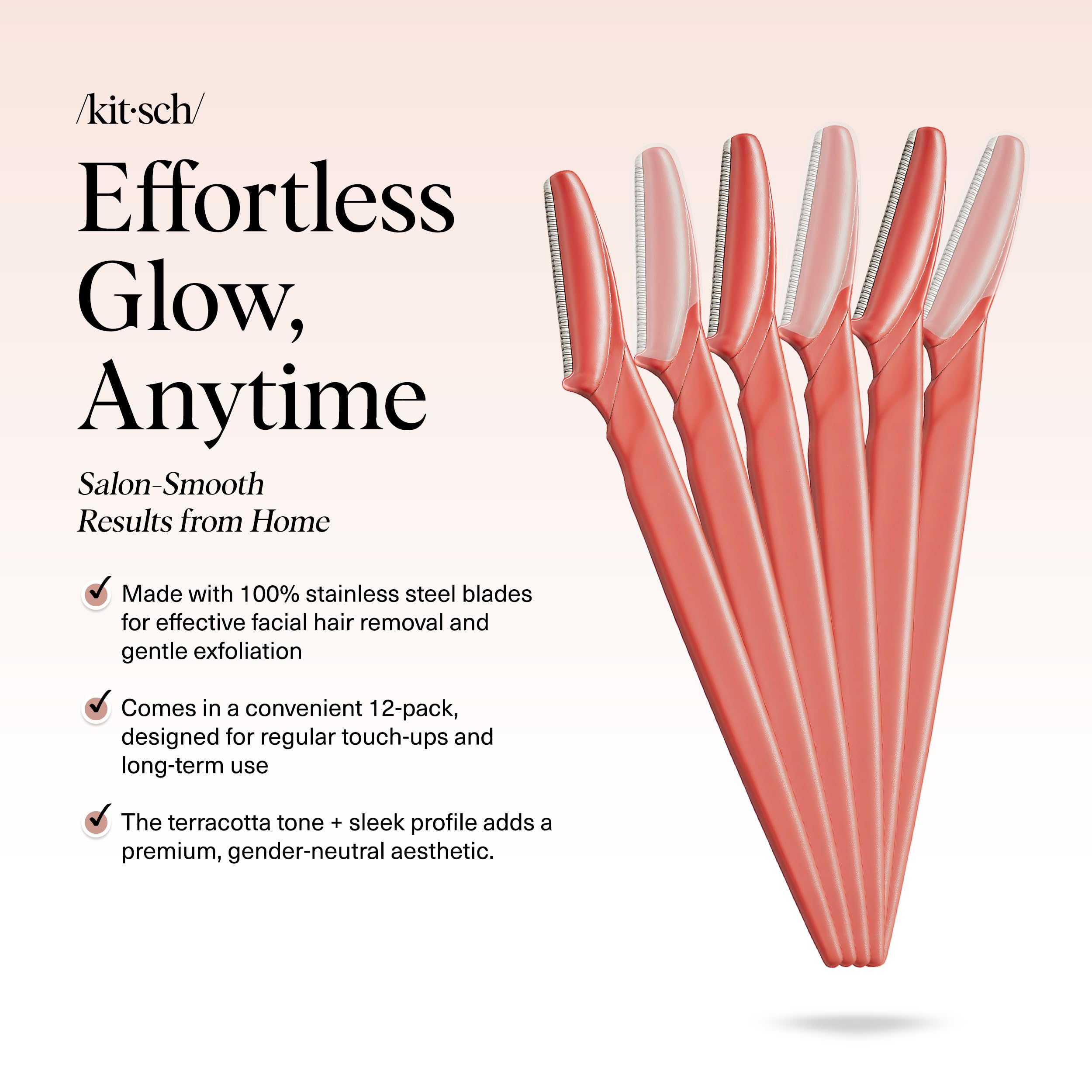 Kitsch Dermaplane Razor eyebrow trimmer Coral for precise brow shaping