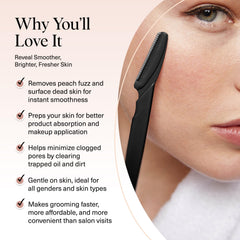Eyebrow trimming action with Kitsch dermaplane for defined brows.