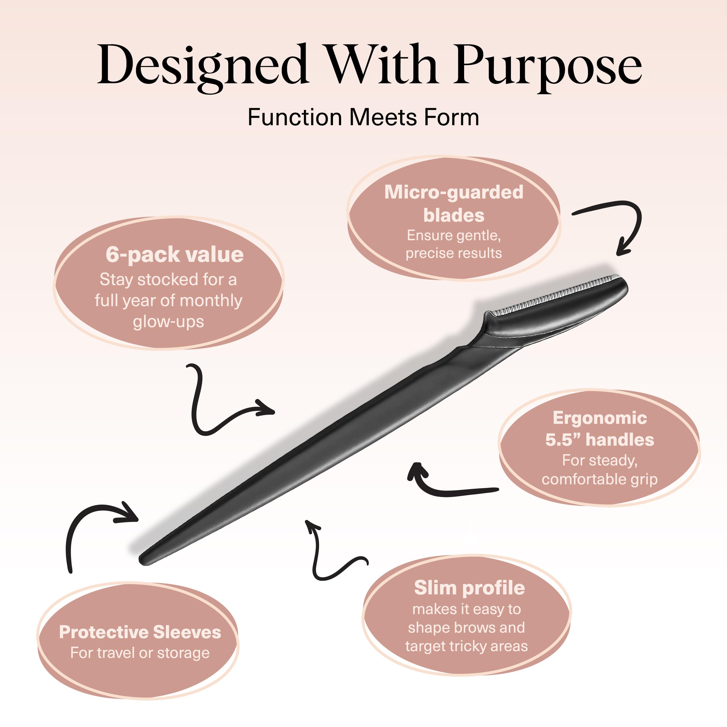 Kitsch Dermaplane Razor travel-compact design for on-the-go grooming.