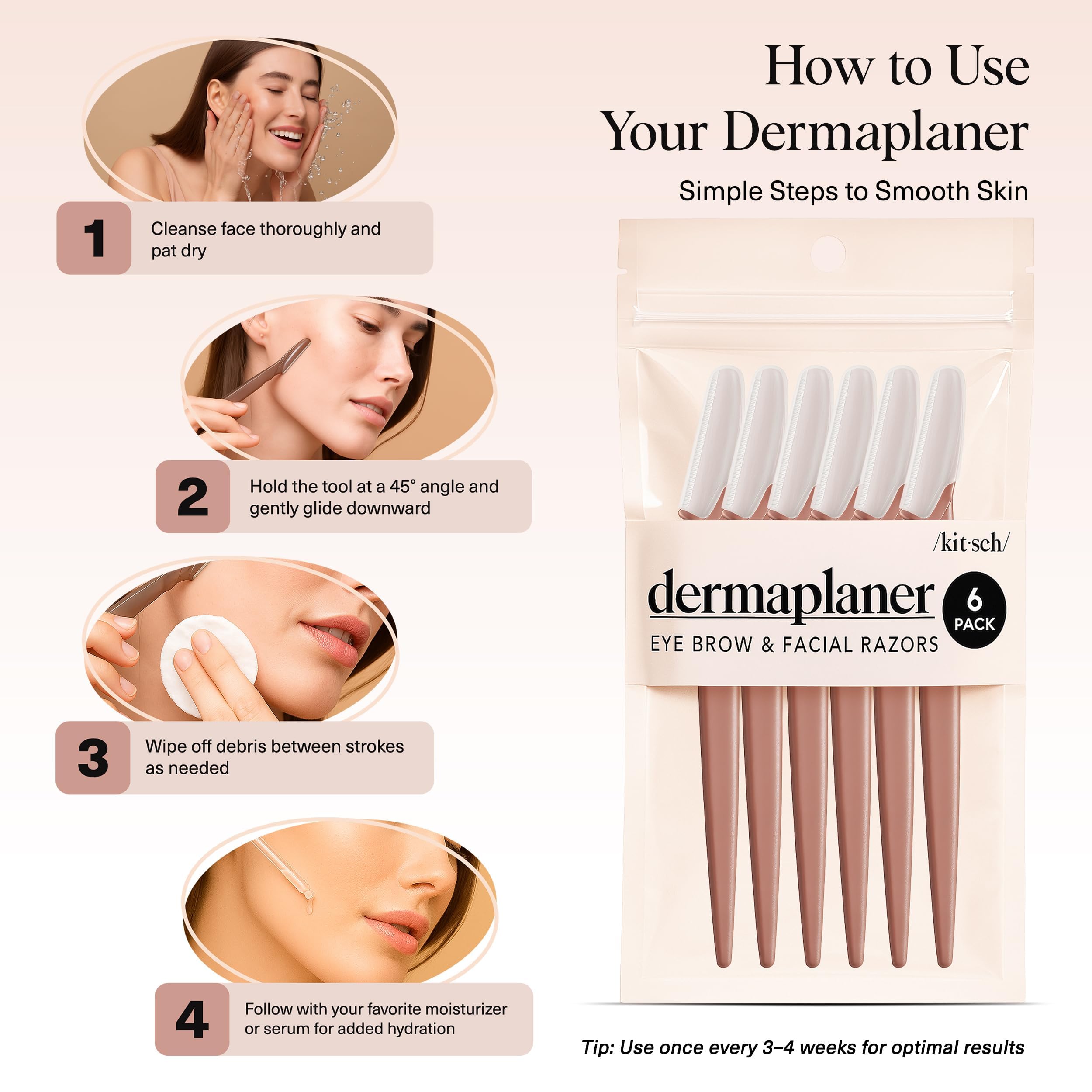 Kitsch Dermaplane Razor compact design ideal for travel.