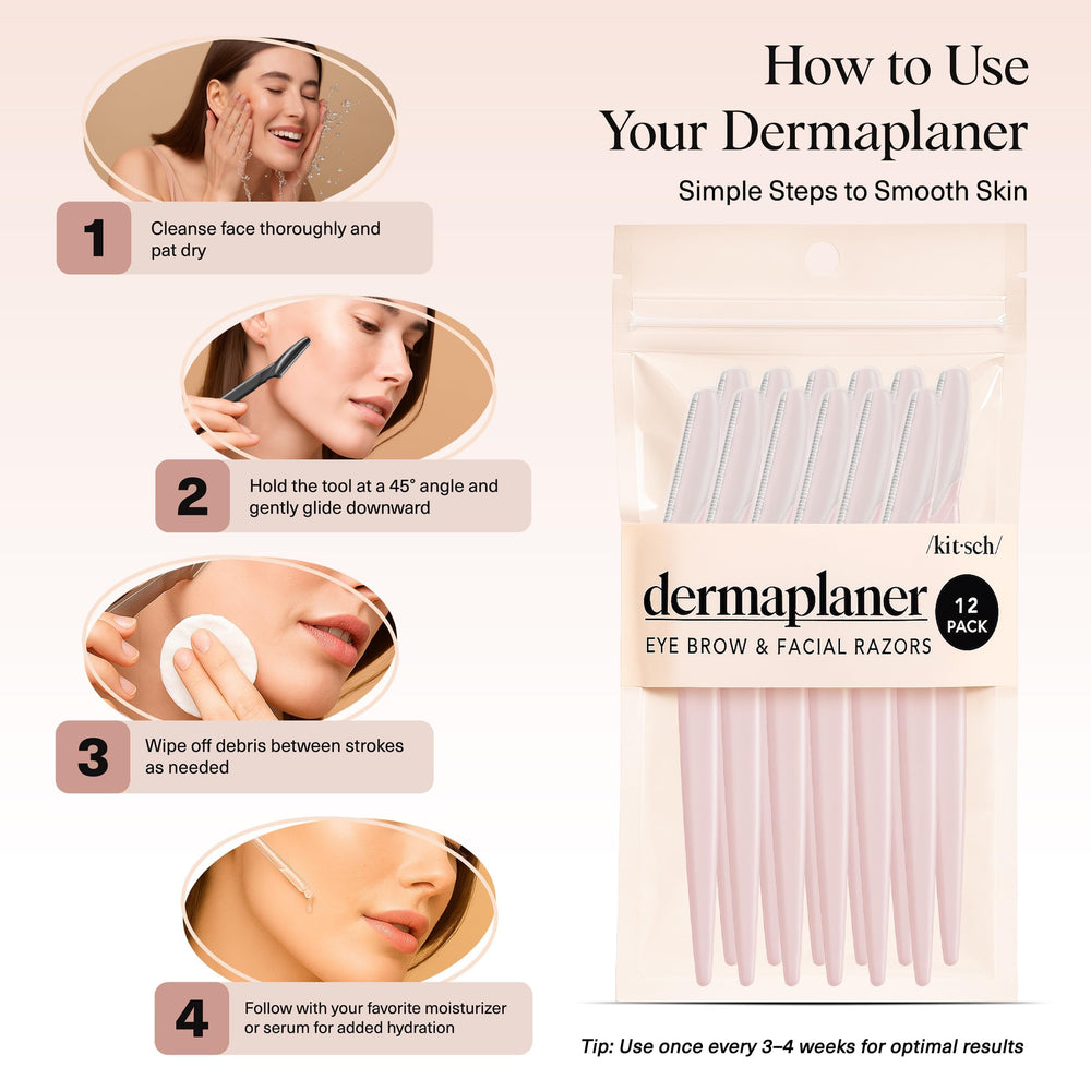 Kitsch Dermaplane close-up shows refined skin texture after use.
