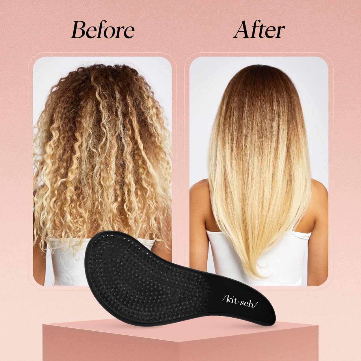 Kitsch Detangler Brush curly hair detangling reduces snagging.